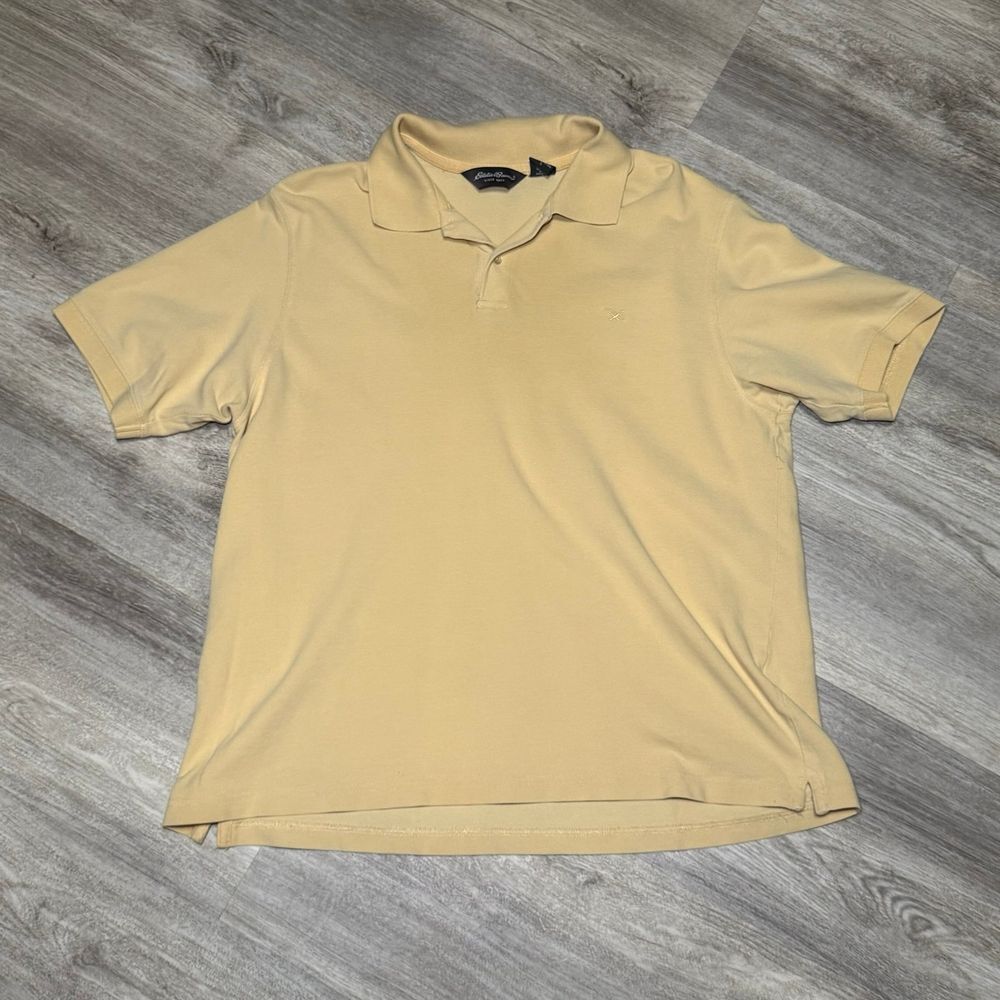 Polo Shirt Men's Large Eddie Bauer handsome neutral yellow